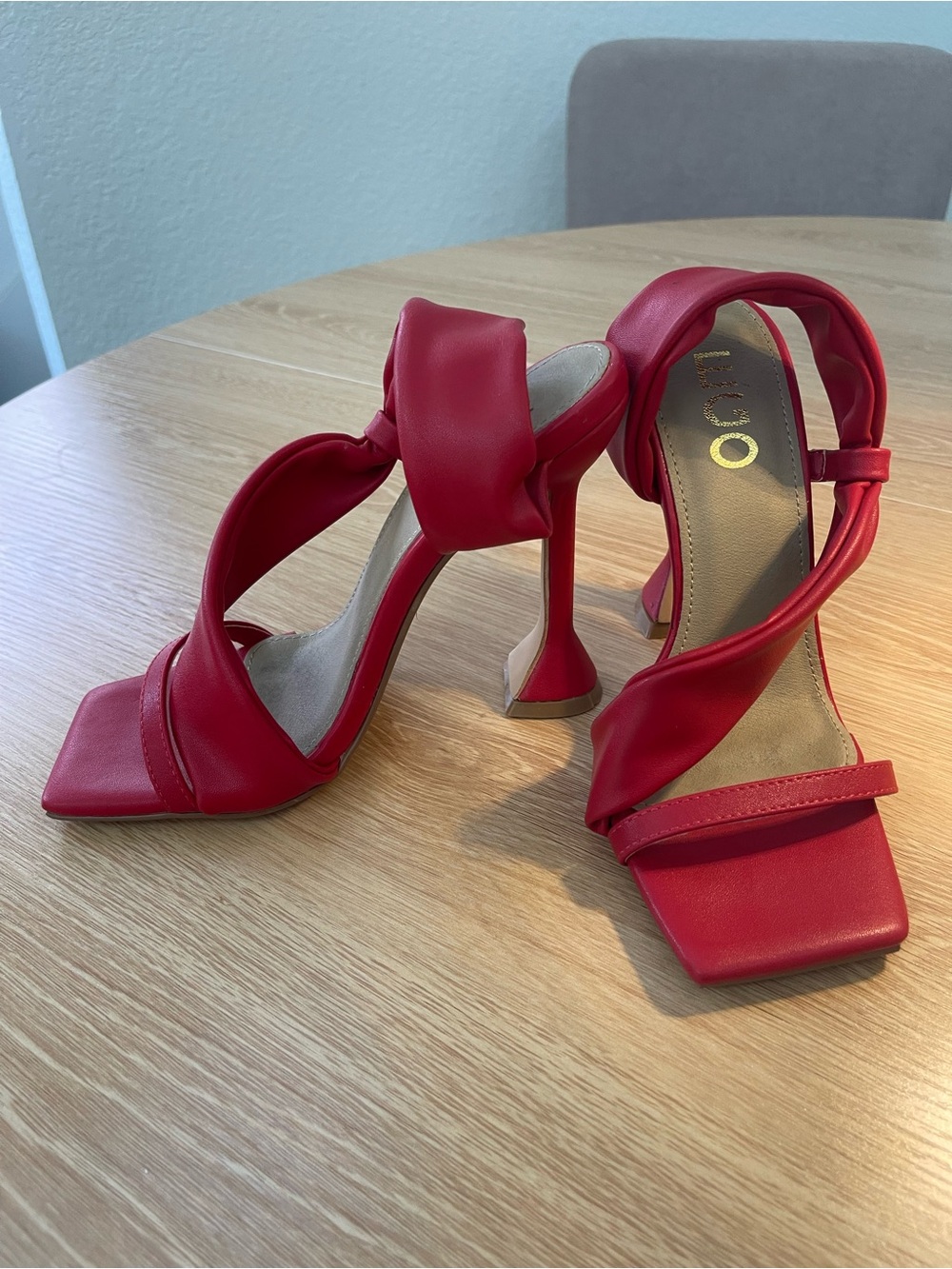 EGO Red Twisted Strap Stiletto Sandals 6.5
